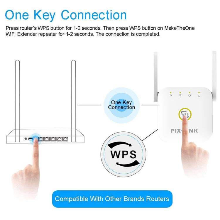 PIX-LINK WR22 300Mbps Wifi Wireless Signal Amplification Enhancement Extender, Plug Type:EU Plug(Black)