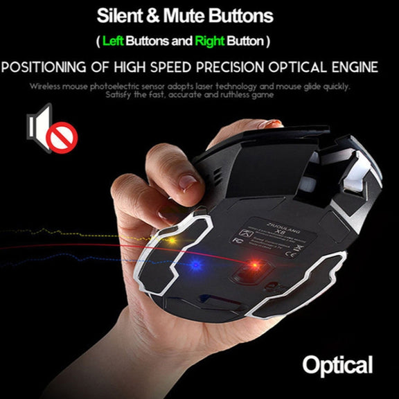 FREEDOM-WOLF X8 2400 DPI 6 Keys 2.4G Wireless Charging Silent Luminous Gaming Mechanical Mouse(Metal Grey)