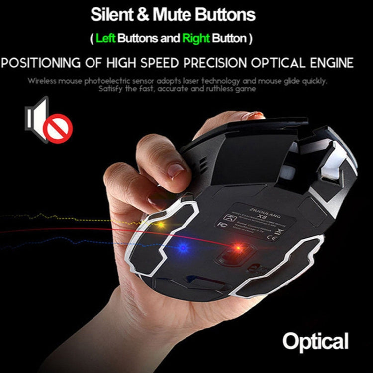 FREEDOM-WOLF X8 2400 DPI 6 Keys 2.4G Wireless Charging Silent Luminous Gaming Mechanical Mouse(Metal Grey)