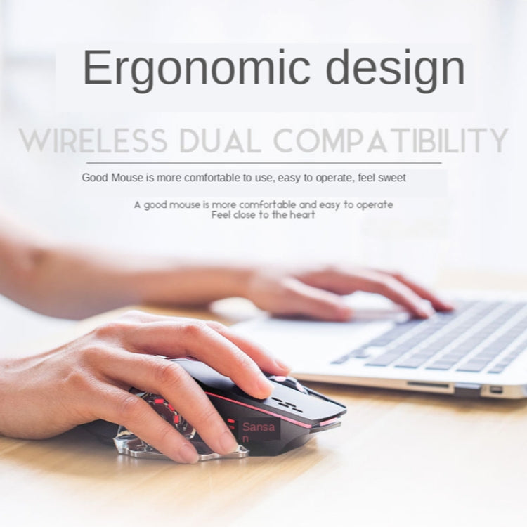FREEDOM-WOLF X8 2400 DPI 6 Keys 2.4G Wireless Charging Silent Luminous Gaming Mechanical Mouse(Metal Grey)
