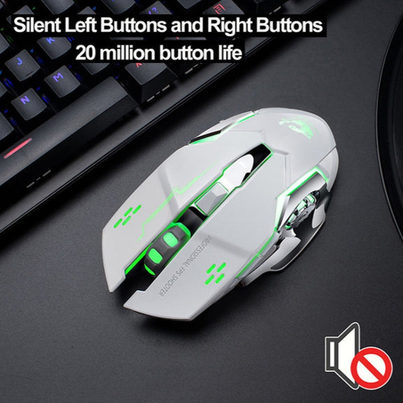 FREEDOM-WOLF X8 2400 DPI 6 Keys 2.4G Wireless Charging Silent Luminous Gaming Mechanical Mouse(Star Black)