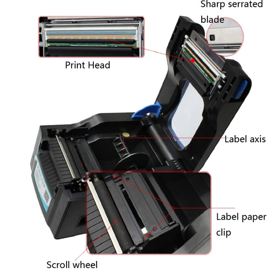 Xprinter XP-370B Barcode Printer Self-adhesive QR Code Printer Label Clothing Tag Thermal Ticket Machine(US Plug)