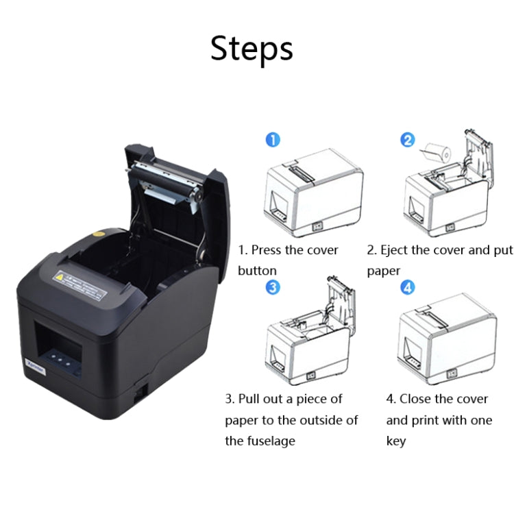 Xprinter XP-A160M Thermal Printer Catering Bill POS Cash Register Printer, Style:EU Plug(USB)