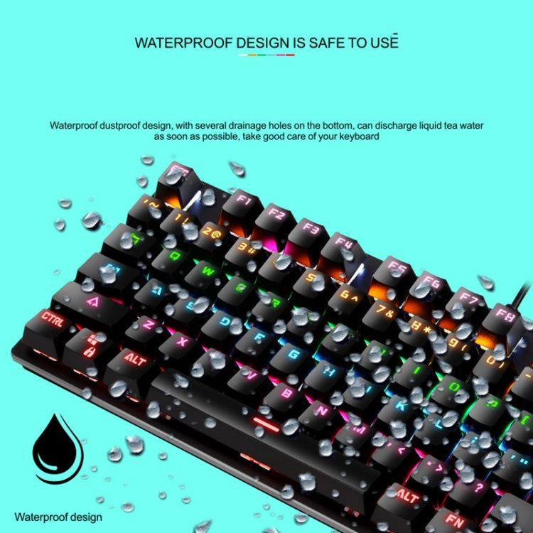 LEAVEN K550 87 Keys Green Shaft Gaming Athletic Office Notebook Punk Mechanical Keyboard, Cable Length: 1.8m(Black)