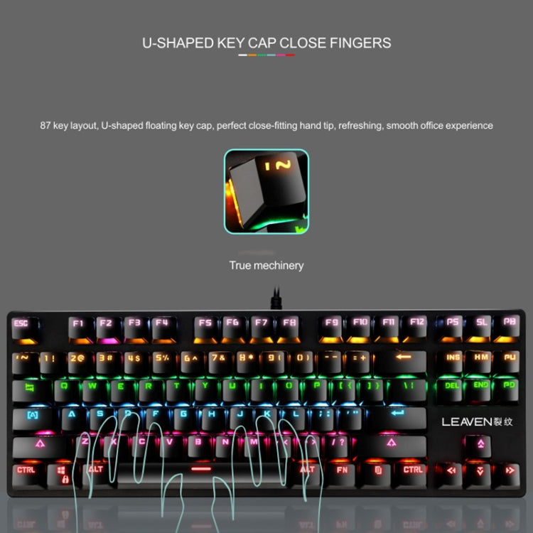 LEAVEN K550 87 Keys Green Shaft Gaming Athletic Office Notebook Punk Mechanical Keyboard, Cable Length: 1.8m(Black)