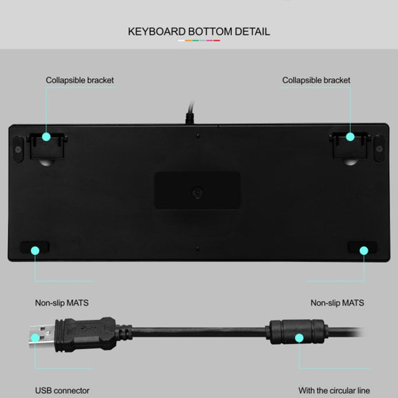 LEAVEN K550 87 Keys Green Shaft Gaming Athletic Office Notebook Punk Mechanical Keyboard, Cable Length: 1.8m(Black)