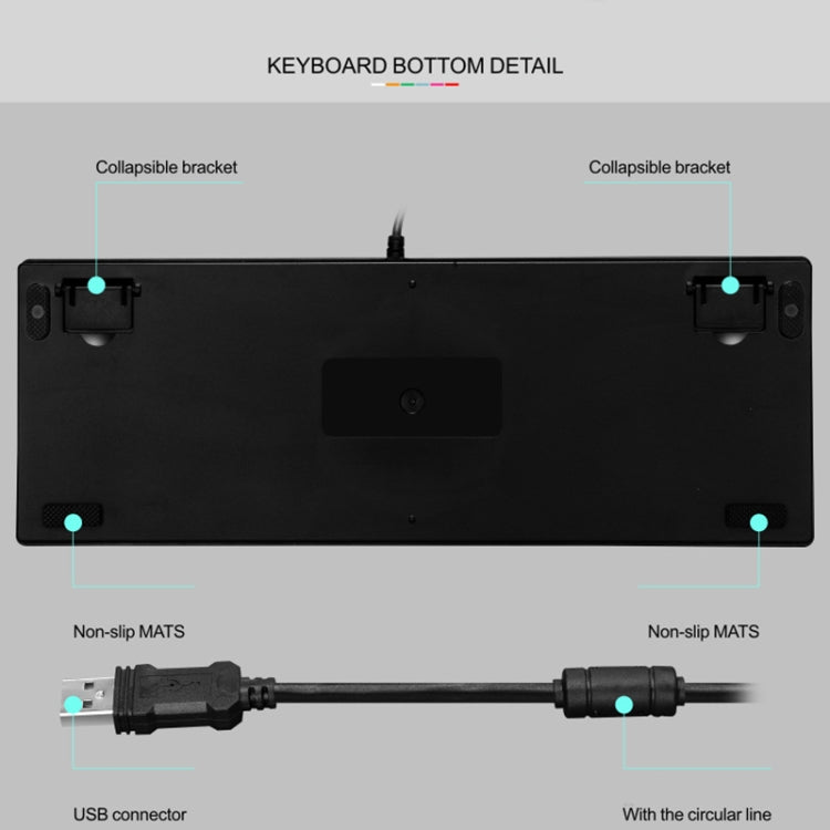 LEAVEN K550 87 Keys Green Shaft Gaming Athletic Office Notebook Punk Mechanical Keyboard, Cable Length: 1.8m(Black)