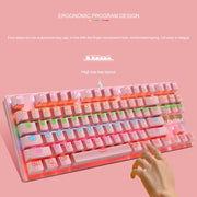 LEAVEN K550 87 Keys Green Shaft Gaming Athletic Office Notebook Punk Mechanical Keyboard, Cable Length: 1.8m(Black)
