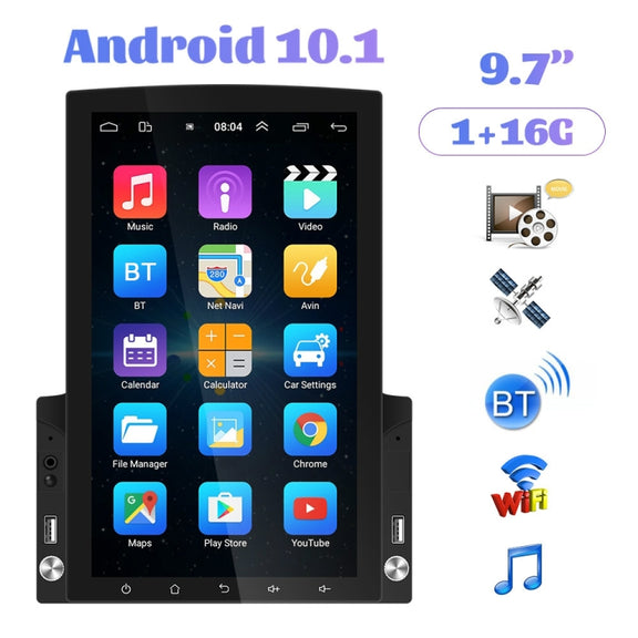 9.7 inch Vertical Screen HD 2.5D Glass Car MP5 Player Android Navigation All-in-one Machine, Specification:Standard+8 Lights Camera