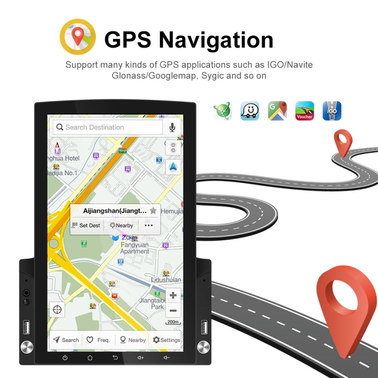 9.7 inch Vertical Screen HD 2.5D Glass Car MP5 Player Android Navigation All-in-one Machine, Specification:Standard+8 Lights Camera