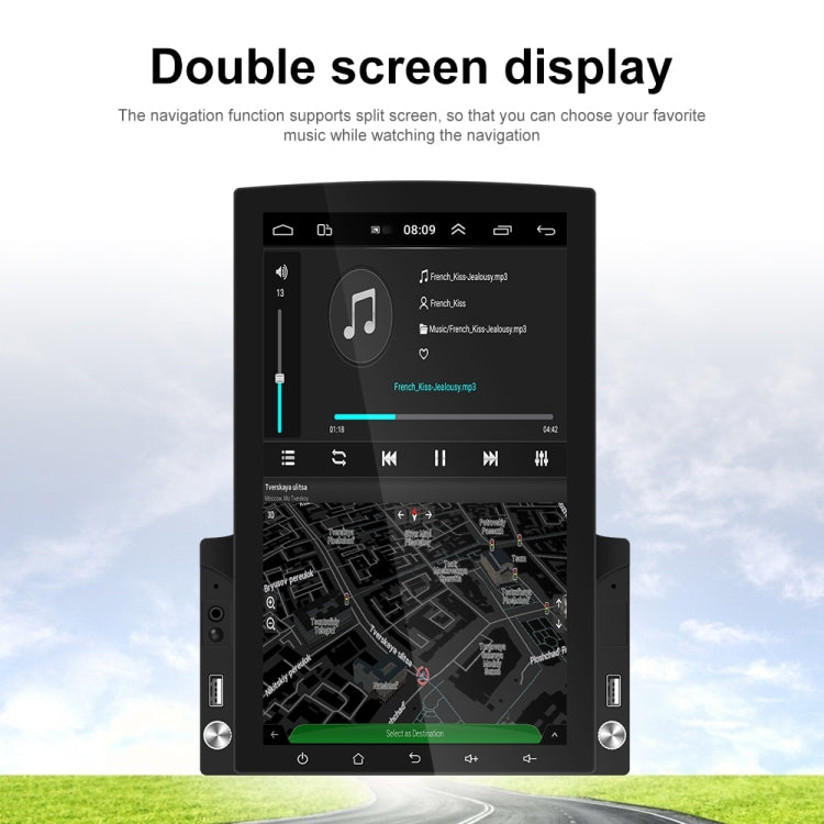 9.7 inch Vertical Screen HD 2.5D Glass Car MP5 Player Android Navigation All-in-one Machine, Specification:Standard+8 Lights Camera