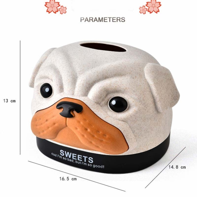 Creative Wheat Bobbi Dog Tissue Box Living Room Bedroom Desktop Pumping Paper Roll Paper Storage Box(Pink)