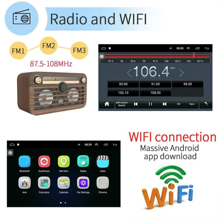 Universal Machine Android Smart Navigation Car Navigation DVD Reversing Video Integrated Machine, Size:9inch 1+16G, Specification:Standard+8 Lights Camera