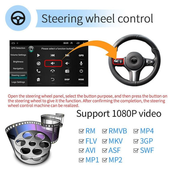 Universal Machine Android Smart Navigation Car Navigation DVD Reversing Video Integrated Machine, Size:9inch 1+16G, Specification:Standard+8 Lights Camera