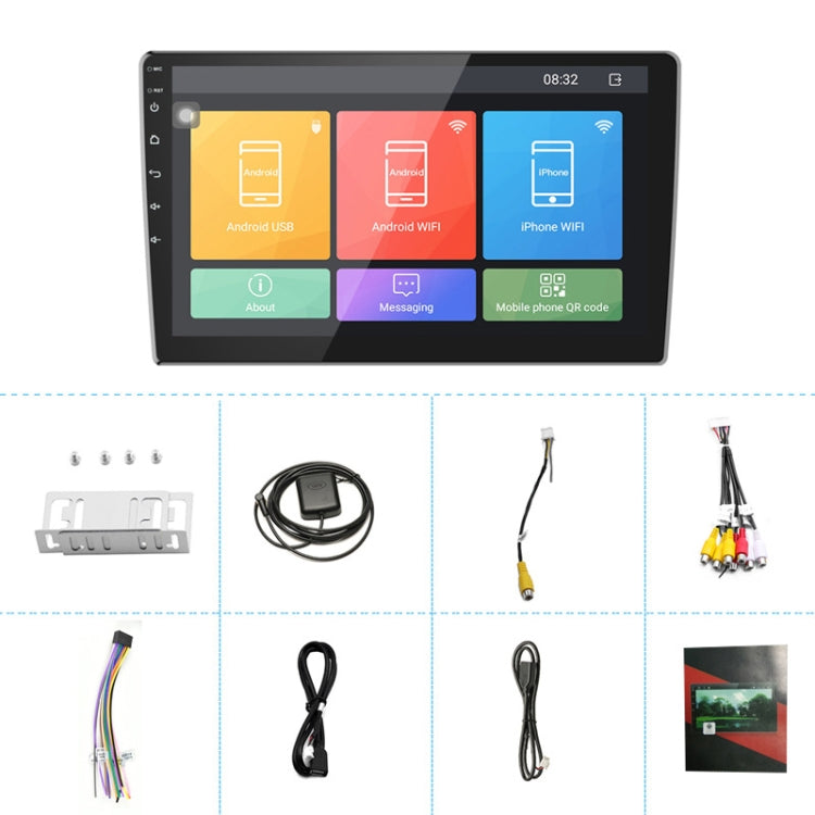Universal Machine Android Smart Navigation Car Navigation DVD Reversing Video Integrated Machine, Size:9inch 2+16G, Specification:Standard+8 Lights Camera