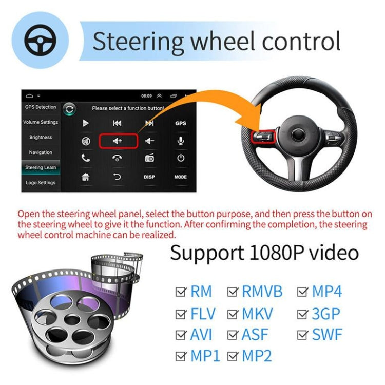 Universal Machine Android Smart Navigation Car Navigation DVD Reversing Video Integrated Machine, Size:10inch 1+16G, Specification:Standard+12 Lights Camera