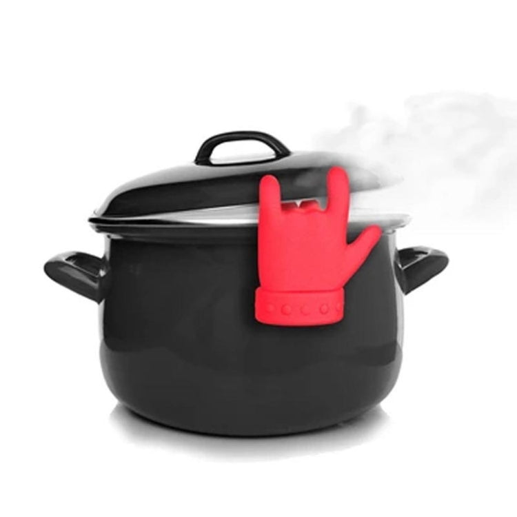 2 PCS Kitchen Silicone Pot Lid Raising Gadget Finger Shaped Pot Lid Spill-proof Raising Spoon Rack