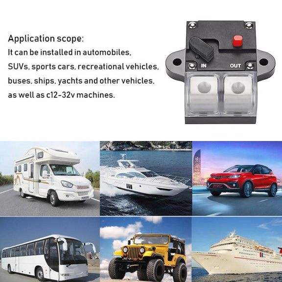 60A Auto Circuit Breaker Car Audio Fuse Holder Power Insurance Automatic Switch(Black)