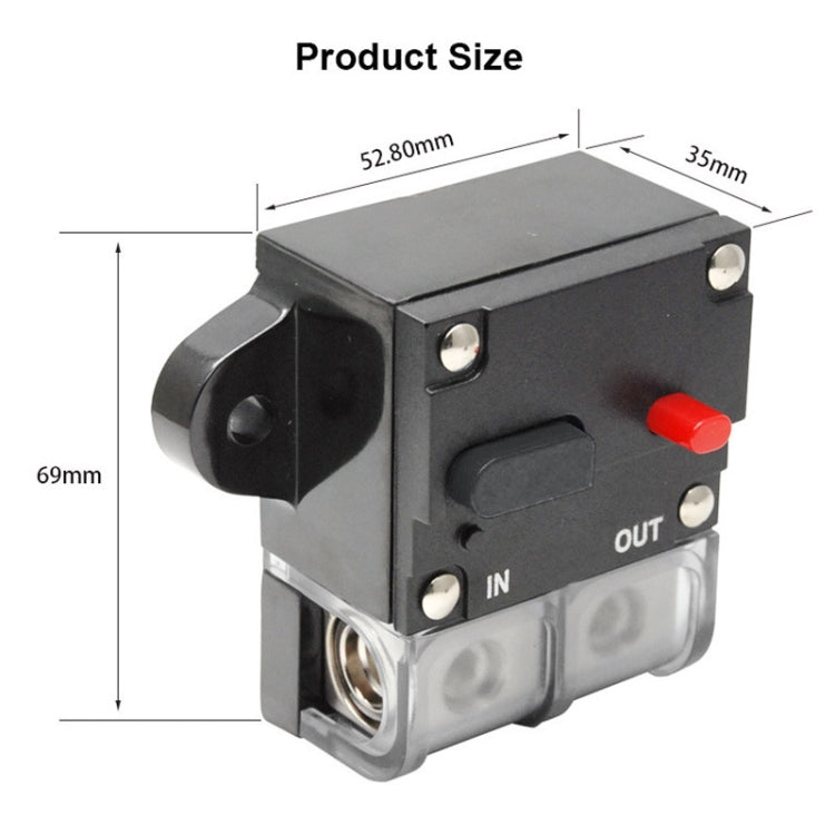 80A Auto Circuit Breaker Car Audio Fuse Holder Power Insurance Automatic Switch(Black)