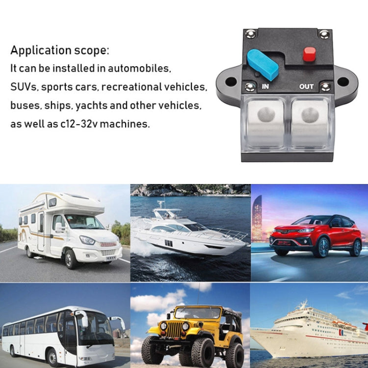 250A Auto Circuit Breaker Car Audio Fuse Holder Power Insurance Automatic Switch(Blue)