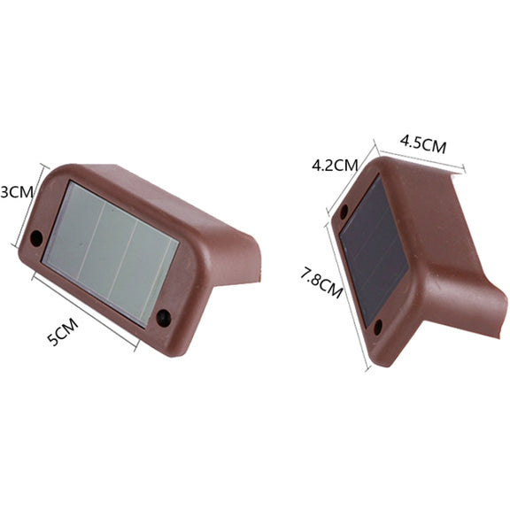 4 PCS Solar Railing Light Staircase Light Outdoor Water-resistant LED Step Light Garden Decoration Landscape Light, Warm White Light(Brown)