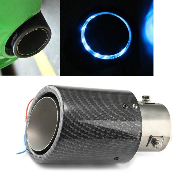 Car Modification Carbon Fiber Luminous Tail Throat LED Lights Modified Car Exhaust Pipe Spitfire Tail Throat, Style:Curling(Blue)