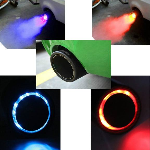 Car Modification Carbon Fiber Luminous Tail Throat LED Lights Modified Car Exhaust Pipe Spitfire Tail Throat, Style:Curling(Blue)