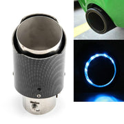Car Modification Carbon Fiber Luminous Tail Throat LED Lights Modified Car Exhaust Pipe Spitfire Tail Throat, Style:Side(Blue)