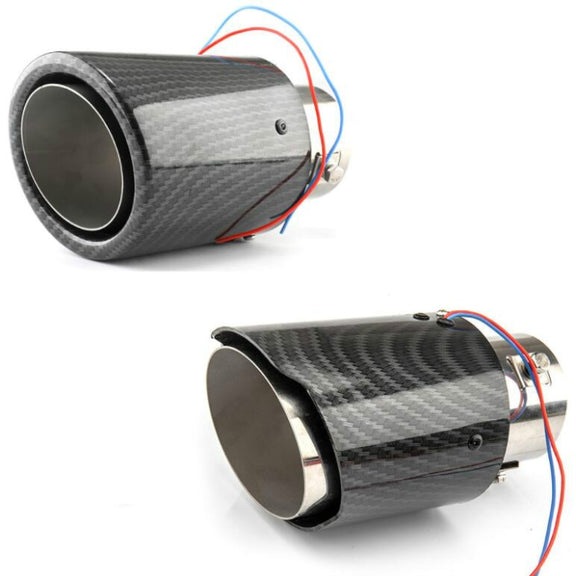 Car Modification Carbon Fiber Luminous Tail Throat LED Lights Modified Car Exhaust Pipe Spitfire Tail Throat, Style:Side(Blue)