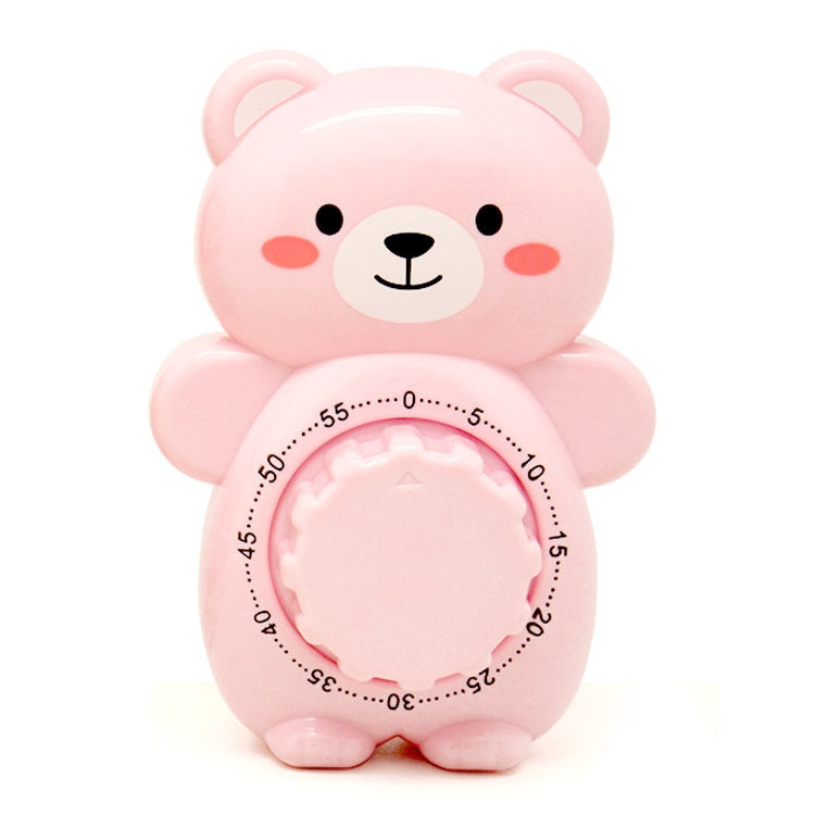 Cartoon Bear Timer Kitchen Gadget Mechanical Timer(Pink)