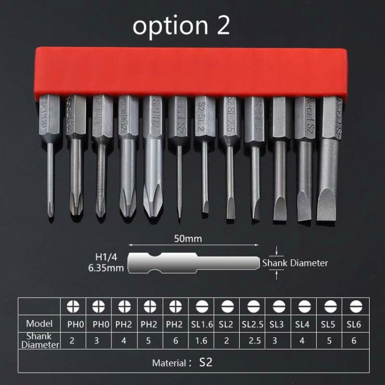 12 PCS / Set Screwdriver Bit With Magnetic S2 Alloy Steel Electric Screwdriver, Specification:2