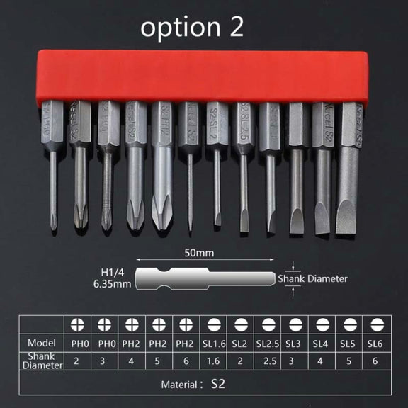 12 PCS / Set Screwdriver Bit With Magnetic S2 Alloy Steel Electric Screwdriver, Specification:2