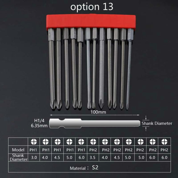 12 PCS / Set Screwdriver Bit With Magnetic S2 Alloy Steel Electric Screwdriver, Specification:13