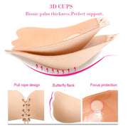 Women Self-Adhesive Strapless Bandage Blackless Solid Bra Silicone Underwear Invisible Bra, Size:S (T Black)