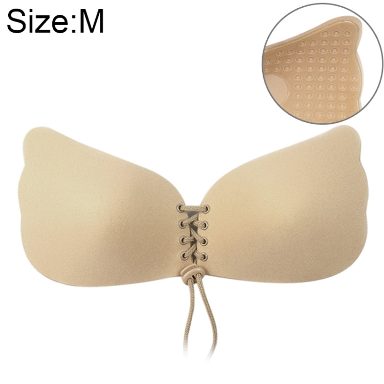Women Self-Adhesive Strapless Bandage Blackless Solid Bra Silicone Underwear Invisible Bra, Size:M (T Khaki)