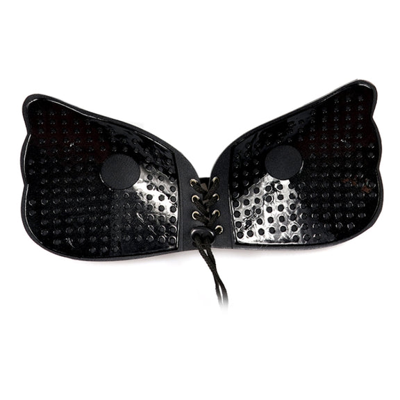 Women Self-Adhesive Strapless Bandage Blackless Solid Bra Silicone Underwear Invisible Bra, Size:XL(T Black)