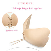 Women Self-Adhesive Strapless Bandage Blackless Solid Bra Silicone Underwear Invisible Bra, Size:XL(T Black)