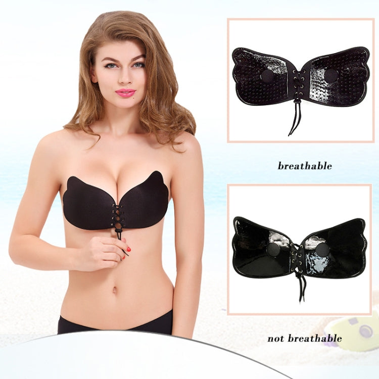 Women Self-Adhesive Strapless Bandage Blackless Solid Bra Silicone Underwear Invisible Bra, Size:XL(T Black)