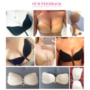 Women Self-Adhesive Strapless Bandage Blackless Solid Bra Silicone Underwear Invisible Bra, Size:XL(T Black)