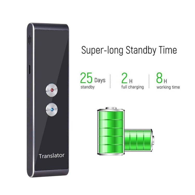 T8 Pocket Language Translator Voice 30 Languages Two Way Real Time Intercom Portable Translator For Personal Learning Travelling Black