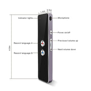 T8 Pocket Language Translator Voice 30 Languages Two Way Real Time Intercom Portable Translator For Personal Learning Travelling Black