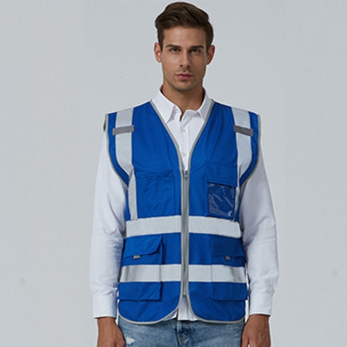 Multi-pockets Safety Vest Reflective Workwear Clothing, Size:L-Chest 118cm(Blue)
