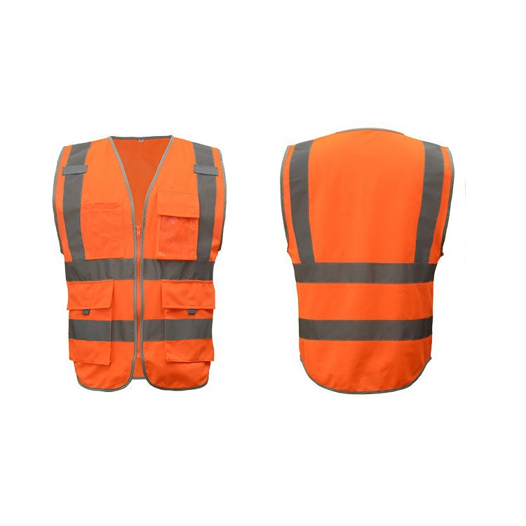 Multi-pockets Safety Vest Reflective Workwear Clothing, Size:M-Chest 112cm(Orange)