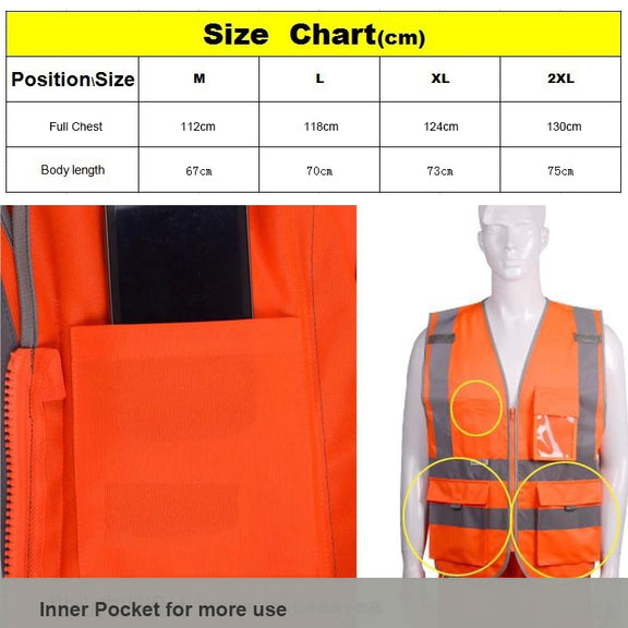 Multi-pockets Safety Vest Reflective Workwear Clothing, Size:XL-Chest 124cm(Blue)