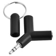 Mini Y Shaped 3.5mm Male to Double 3.5mm Female Jack Audio Headset Adapter Connector Keychain(Black) - Splitter Adapter by PMC TechLife | Online Shopping South Africa | PMC TechLife