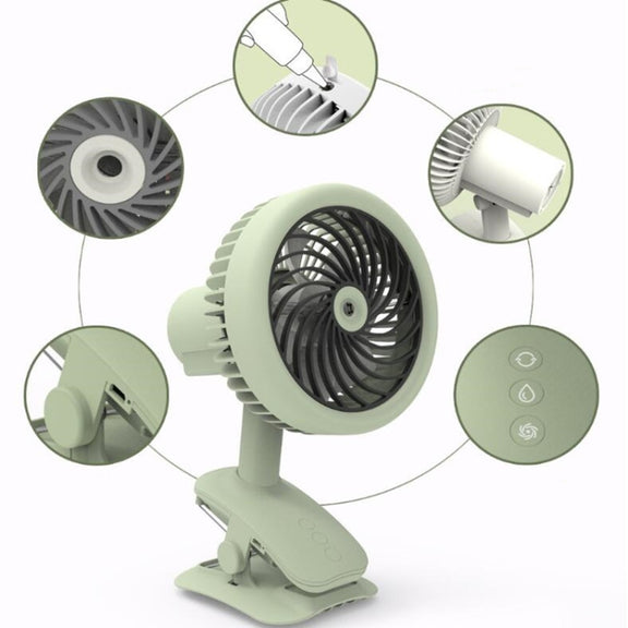 Desktop Office Small Fan USB Charging Clip Fan(White)