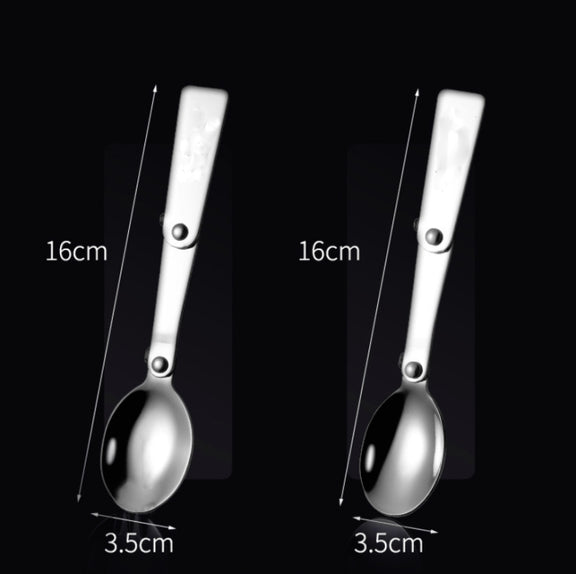 2PCS Stainless Steel Folding Fork Spoon Integrated Dual-use Picnic Portable Tableware, Random Color Delivery(Spoon)