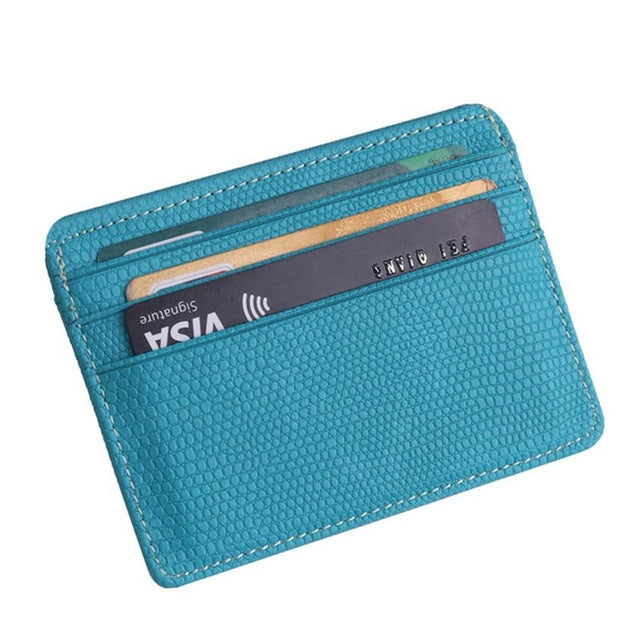 Lizard Pattern PU Leather Bank Card Set Card Package(Sky Blue)
