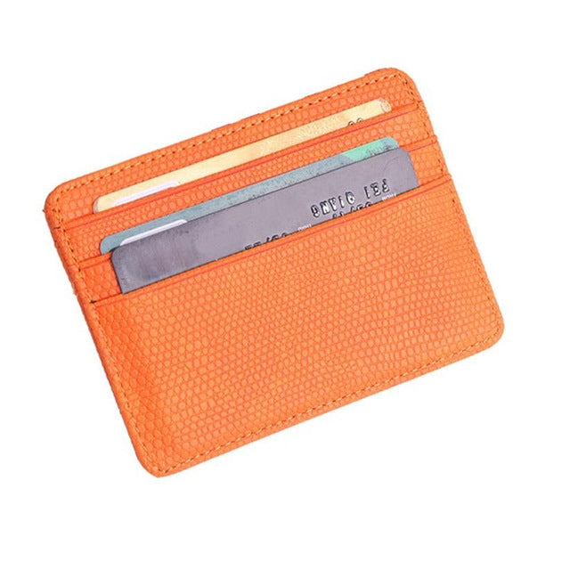 Lizard Pattern PU Leather Bank Card Set Card Package(Orange)