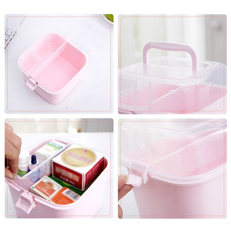 Multifunctional Transparent Plastic Cosmetic Storage Box Household Supplies Storage Pill Box(White)